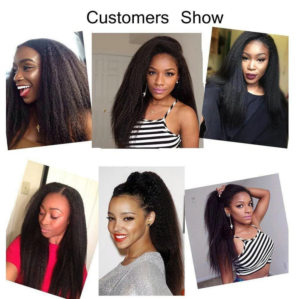 Bosun Hair Kinky Straight 5 Bundles Natural Black Color 100% Human Hair