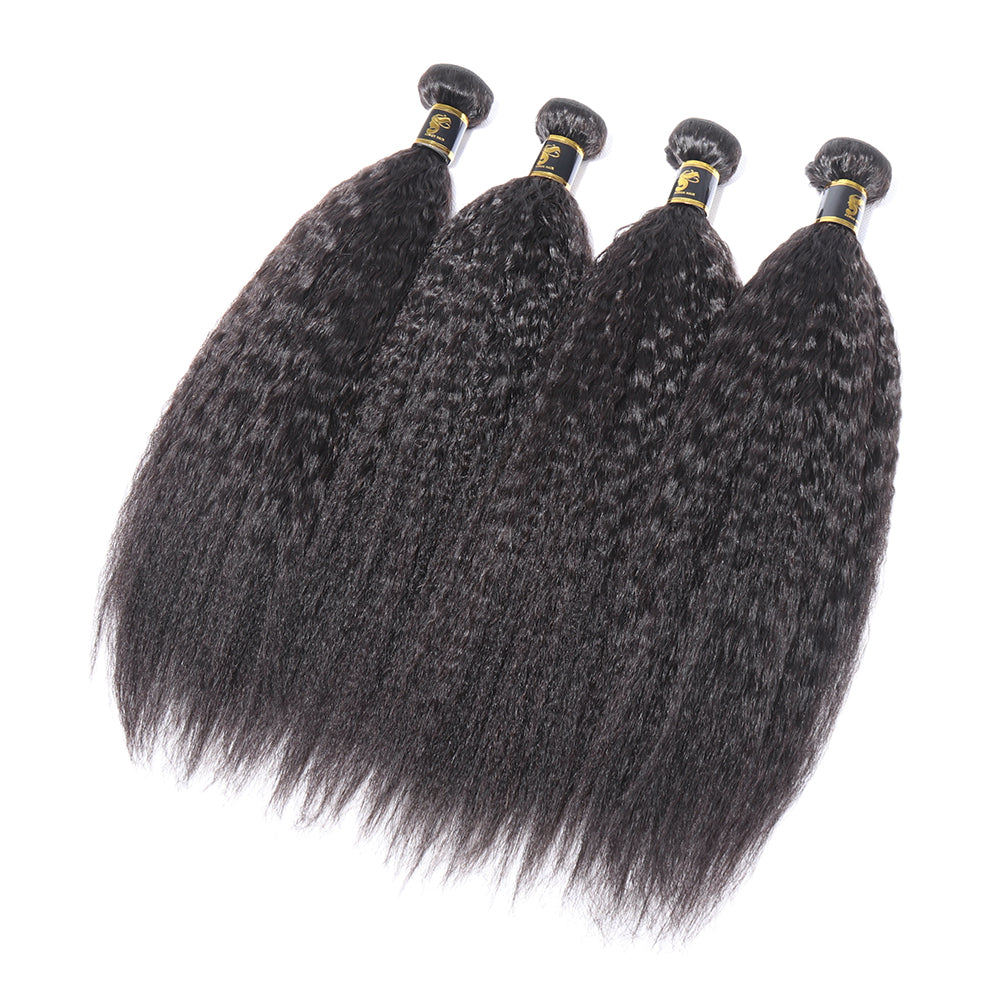 Bosun 4 Bundles Kinky Straight Human Hair Bundles Unprocessed Hair Weaves