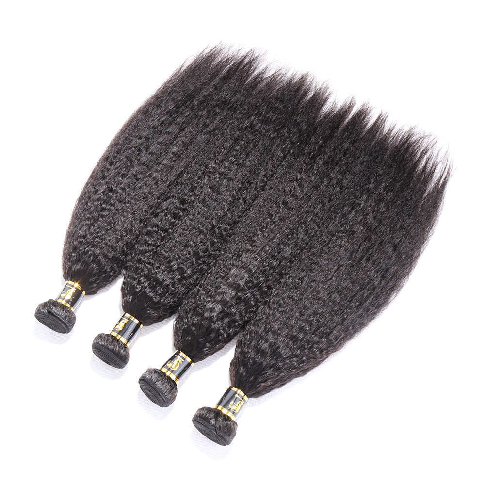 Bosun 4 Bundles Kinky Straight Human Hair Bundles Unprocessed Hair Weaves