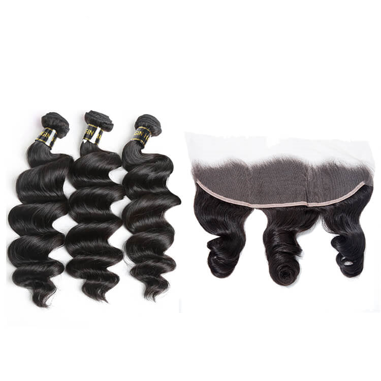 Bosun Hair 10A 3 Bundles Loose Wave With 13x4 13x6 HD Lace Frontal