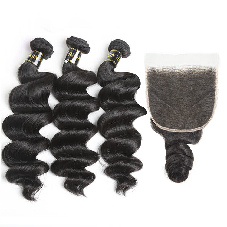 Bosun Hair 10A Top Selling 3 Bundles Loose Wave Hair With 4x4 5x5 HD Lace Closure