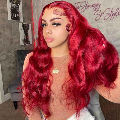 Bosun Hair Red Body Wave Undetectable Lace Front Wig Human Hair Wigs