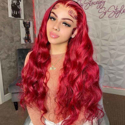 Bosun Hair Red Body Wave Undetectable Lace Front Wig Human Hair Wigs