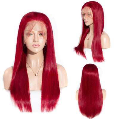 Red Lace Front Wig Straight Virgin Human Hair Closure Wigs Bosun Hair