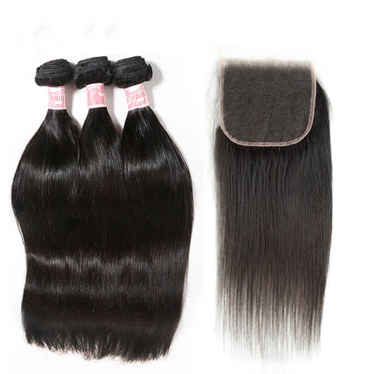 Bosun Hair 9A Hot Selling 3 Bundles Straight Hair With 4x4 5x5 HD Lace Closure