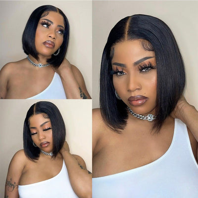 Bosun Hair Straight Human Hair 13×4 HD Lace Front Short Bob Wigs