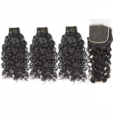 Bosun Hair 10A Top Selling 3 Bundles Water Wave Hair With 4x4 5x5 HD Lace Closure