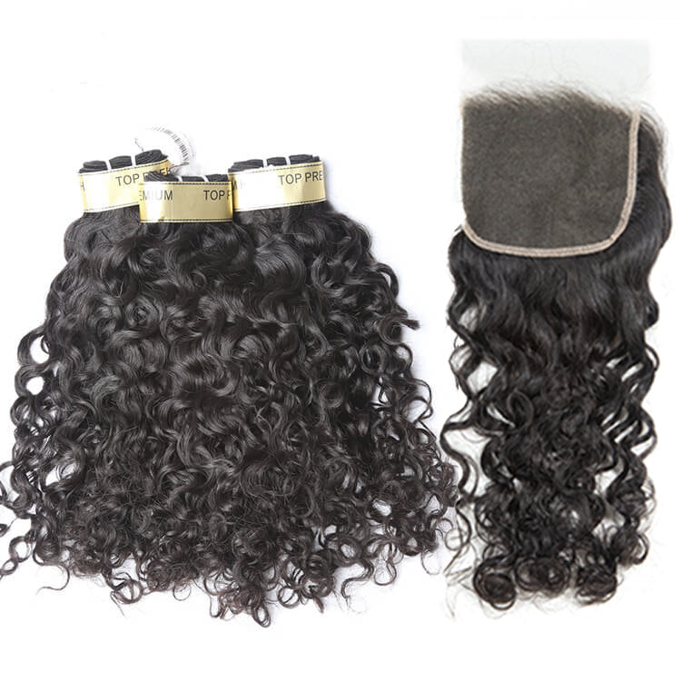 Bosun Hair 12A Raw Quality 3 Bundles Water Wave Hair With 4x4 5x5 HD Lace Closure