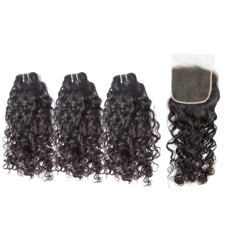 Bosun Hair 9A Hot Selling 3 Bundles Water Wave Hair With 4x4 5x5 HD Lace Closure