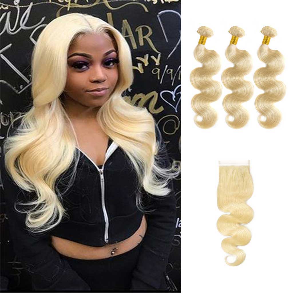 Bosun Hair Body Wave 613 Blonde Bundles With Lace Closure Deal