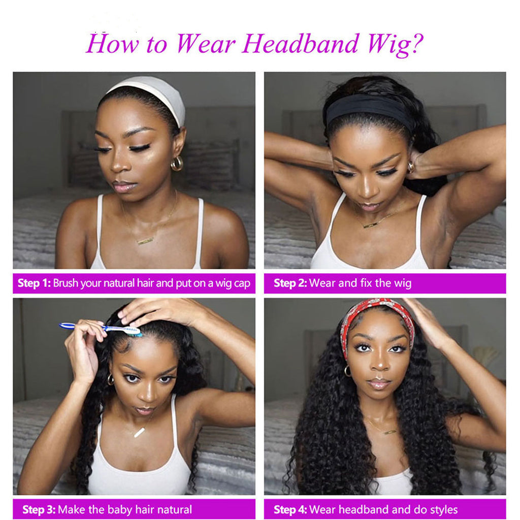 Bosun Deep Wave Headband Wig Glueless Hair Wig