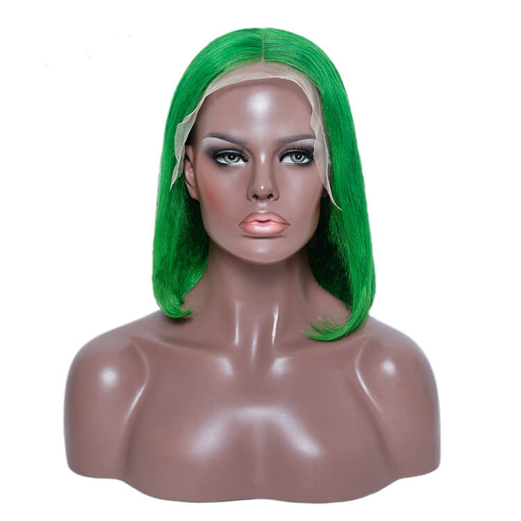 Green Color Short Bob Wigs Color Bob Wigs Customized 13x4 Lace Wigs