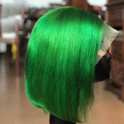 Green Color Short Bob Wigs Color Bob Wigs Customized 13x4 Lace Wigs