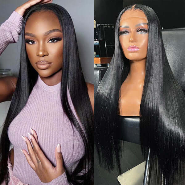 Bosun Hair Silky Straight Wear & Go Glueless Lace Front Wigs Pre Cut HD Lace Wigs with Natural Hairline Beginner Friendly